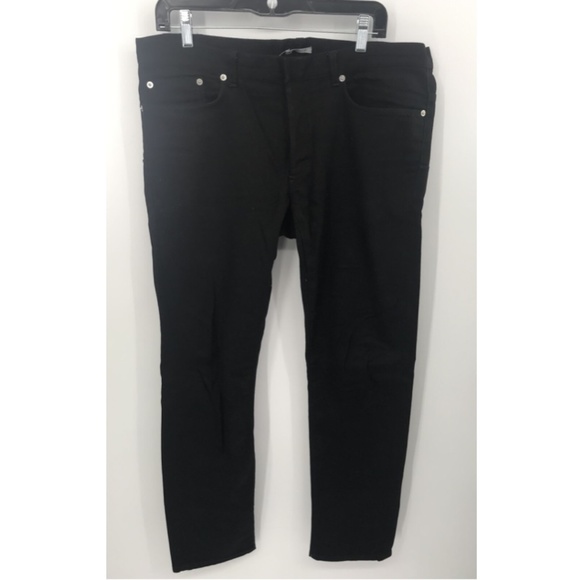 Dior mens black button fly denim jeans sz 33 slim 17.5
